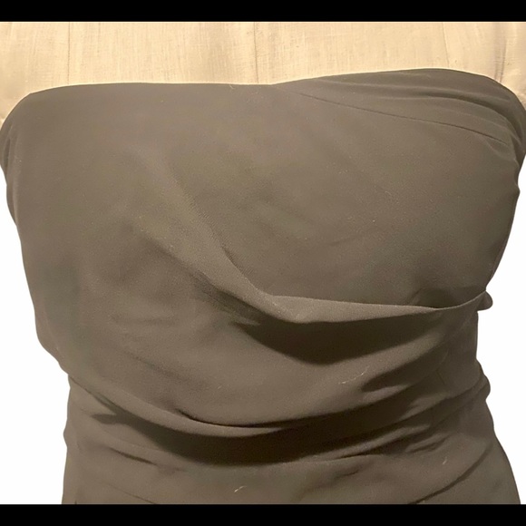 Strapless Black Dress with Chiffon overly with Smocking on Sides - Picture 3 of 4